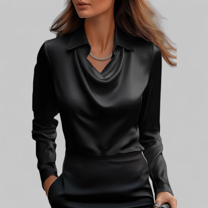 Andrea | Drapierte Bluse aus Satin – Elegantes Design