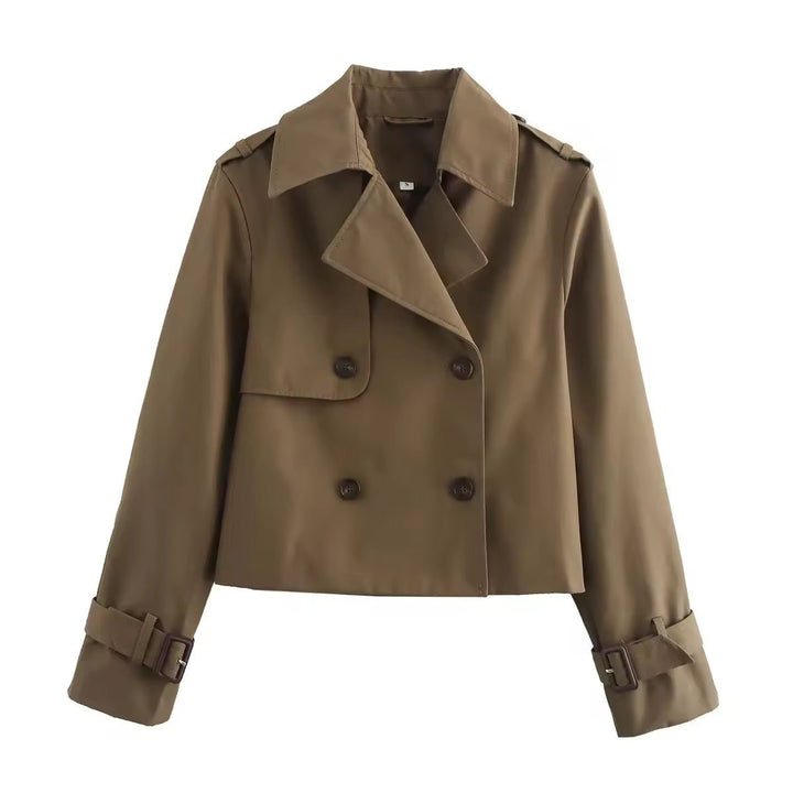 Elena | Short Double-Breasted Trench Coat with Modern Chic