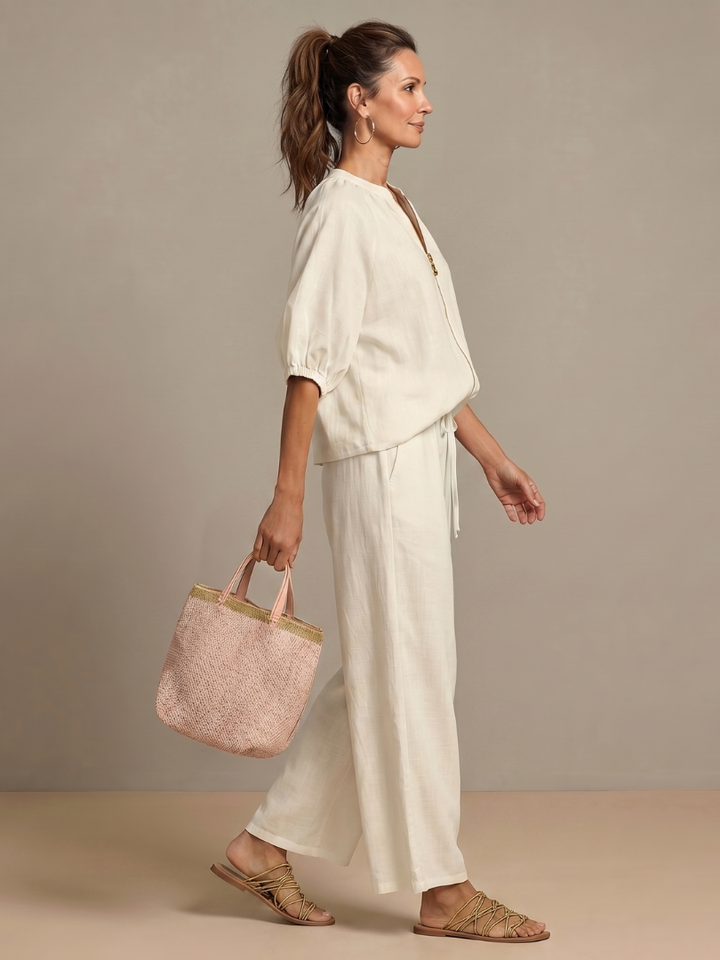 Nadia | Blouson Top Set – Leichte Bluse mit weitem Bein