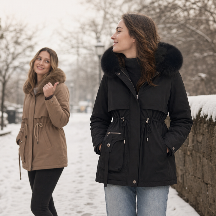 Duvella | Doppel-lagiger Puffercoat mit Faux Fur Kapuze