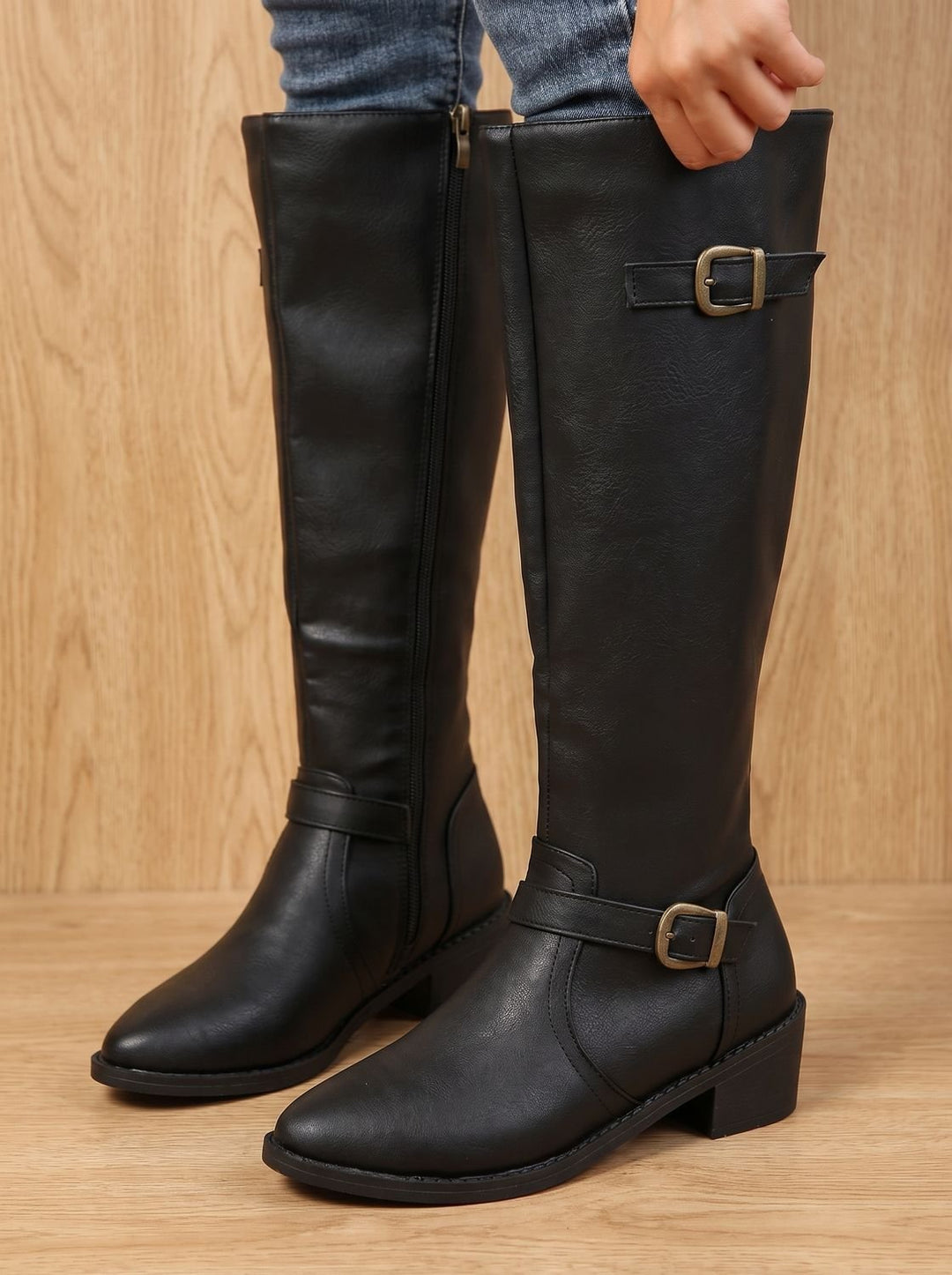 Grace | Kniehohe Stiefel mit Doppelschnalle für Frauen