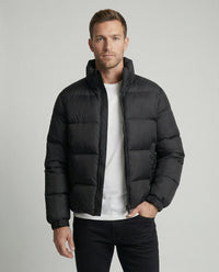 Tim | Glänzende Herren-Pufferjacke mit Hohem Kragen und Kapuze