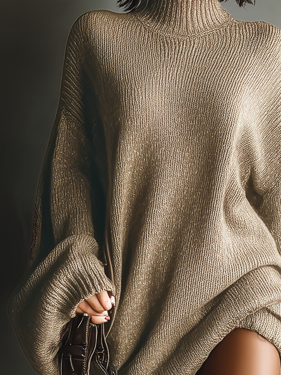 Kaya | Vintage Style Knit Mini Dress in Karamellbraun