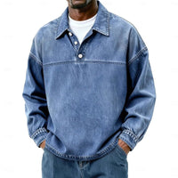 Marlon | Casual Long-Sleeve Polo Shirt with a Washed Finish
