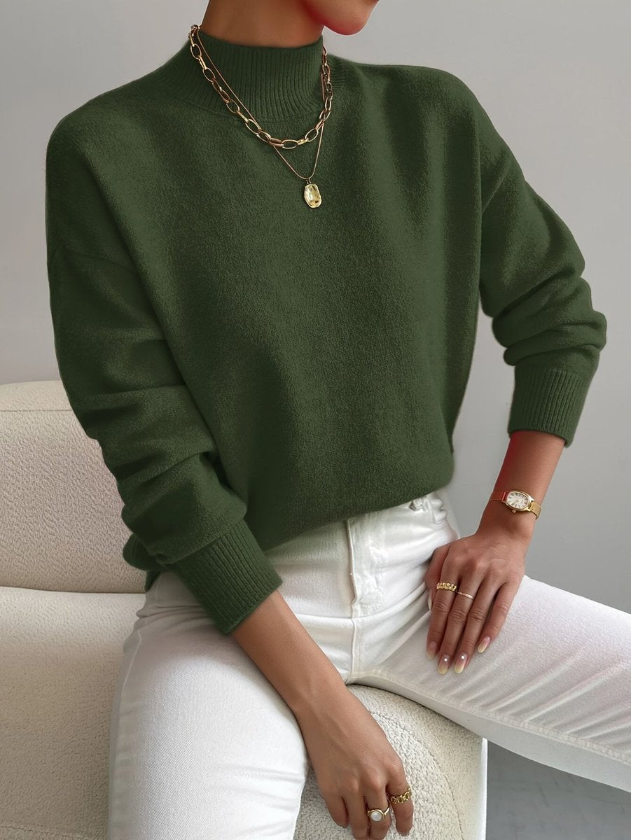 Elisabeth | Relaxed-Fit Langarm Sweater mit Stehkragen für Damen