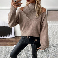 Nina | Eleganter Off-Shoulder-Rollkragenpullover mit Modernem Lagen-Look