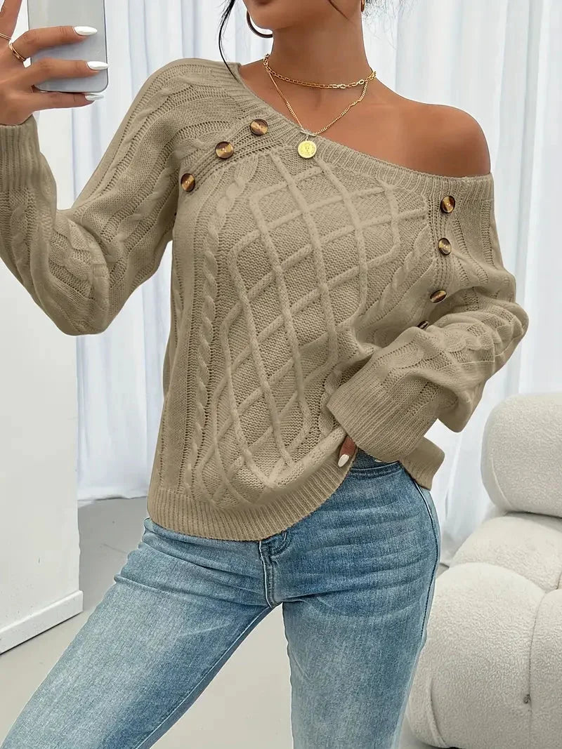 Lina | Langärmeliger Pullover mit Zopfmuster für Damen