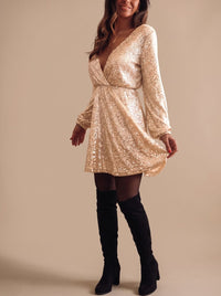 Johanna | Sparkling Mini Party Dress with Sequins and Wrap Style