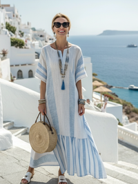Livia | Airy maxi dress with a striped pattern and flowing drape