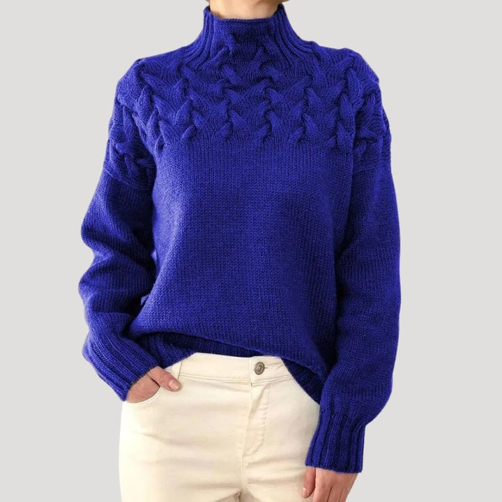 Sophia | Zopfmuster Rollkragen Strickpullover für Damen