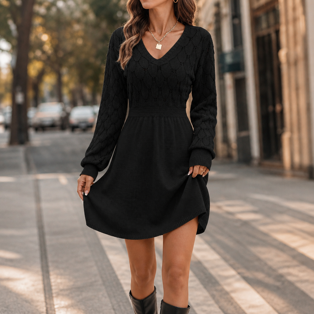 Wearlyn | A-Linie Strickkleid mit V-Ausschnitt