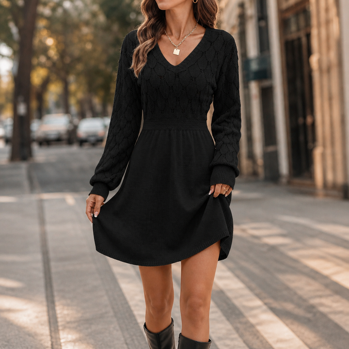 Wearlyn | A-Linie Strickkleid mit V-Ausschnitt