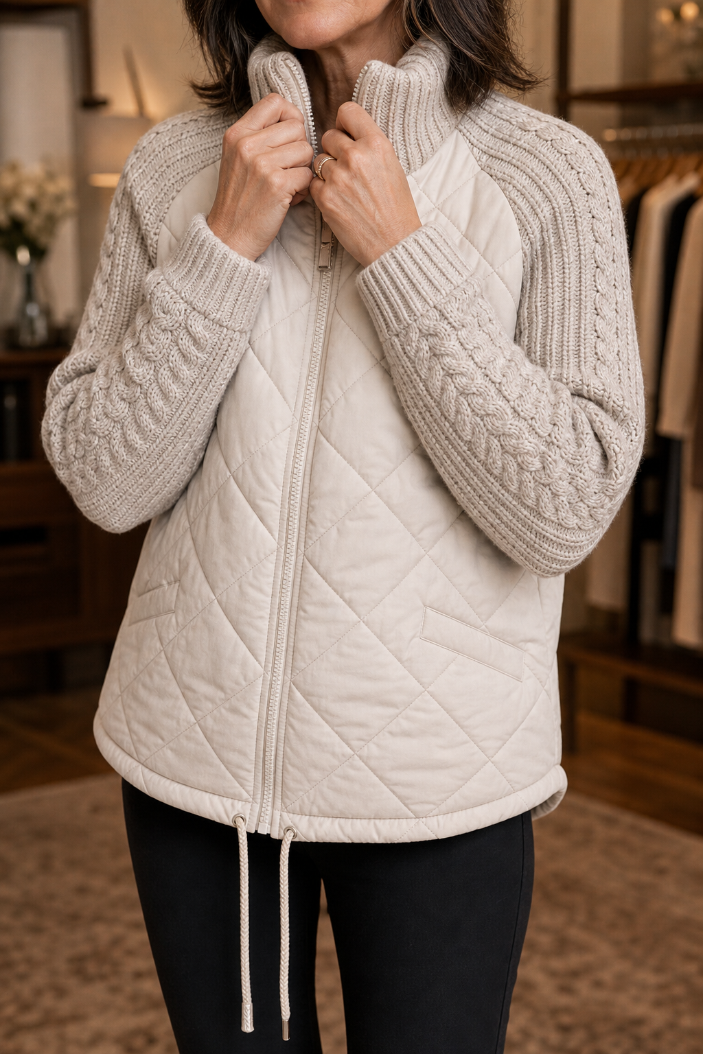 Knitpuff | Quilted Patchwork Puffer Jacket – Stylisch und Warm für Die Wintertage