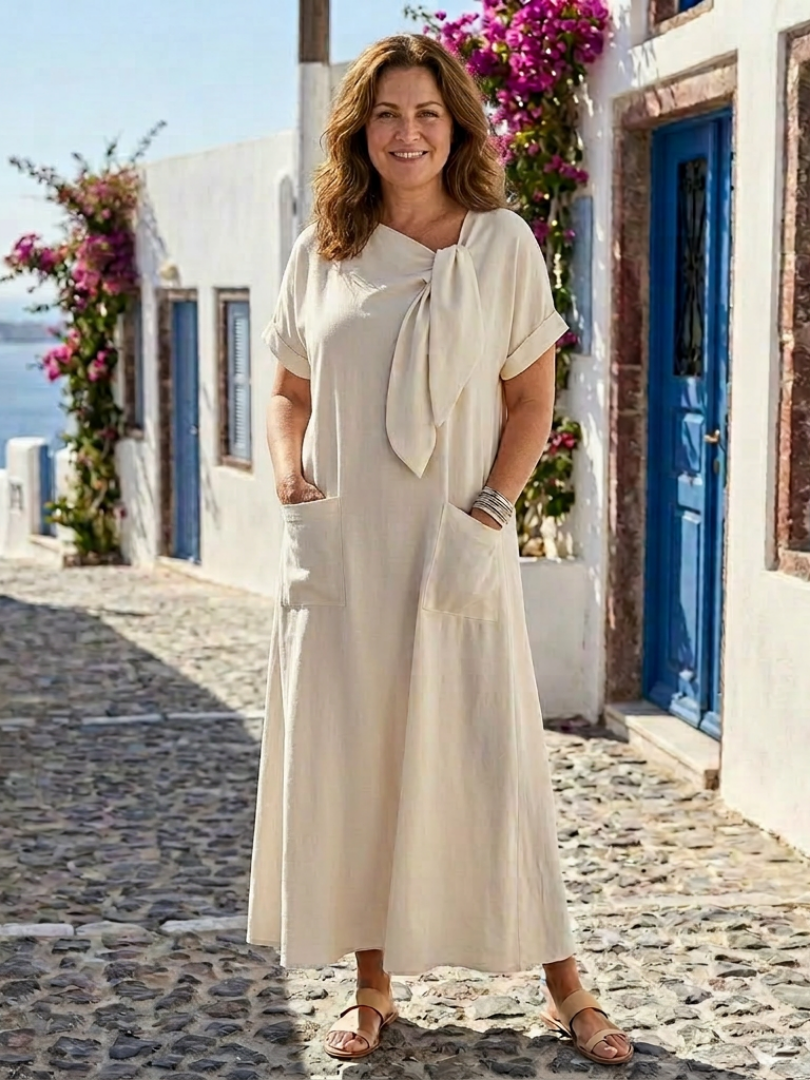 Elowyn | Maxikleid mit Rundhalsausschnitt und Taschen