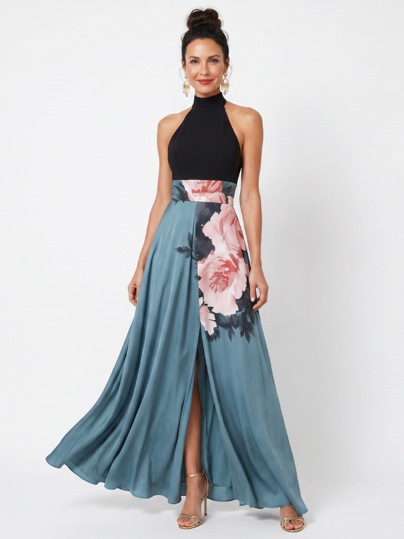 Olympas | Maxi Dress – Floral Halter Bodice für elegante Anlässe