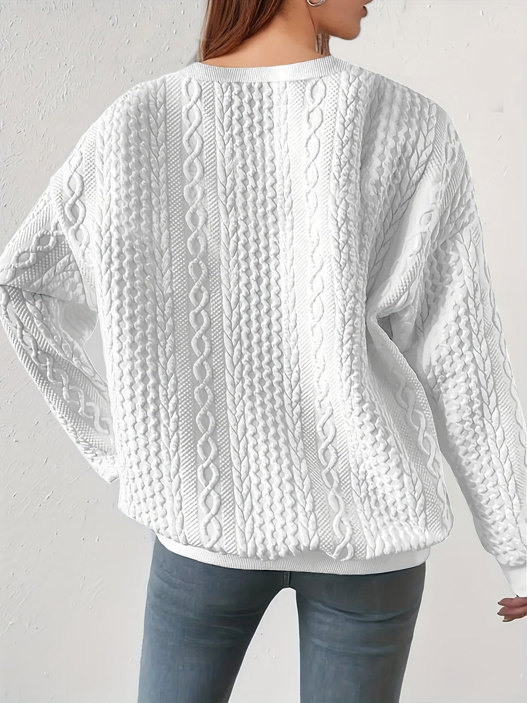 Joyce | Textured Cable-Knit Sweatshirt – Zeitlos Elegant