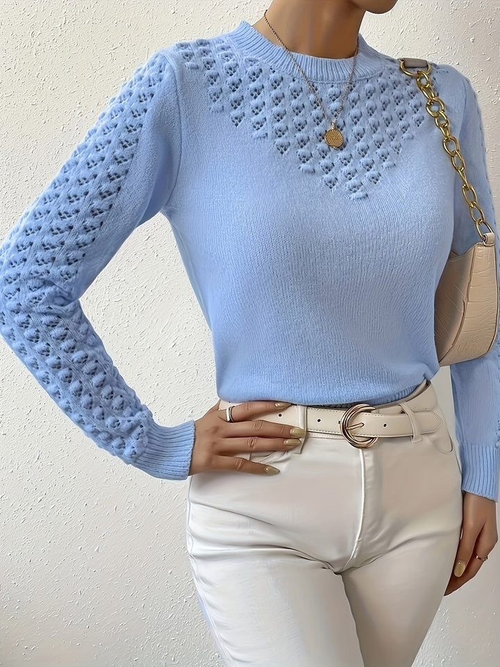 Aveline | Rundhals Pullover mit Pointelle-Strickmuster