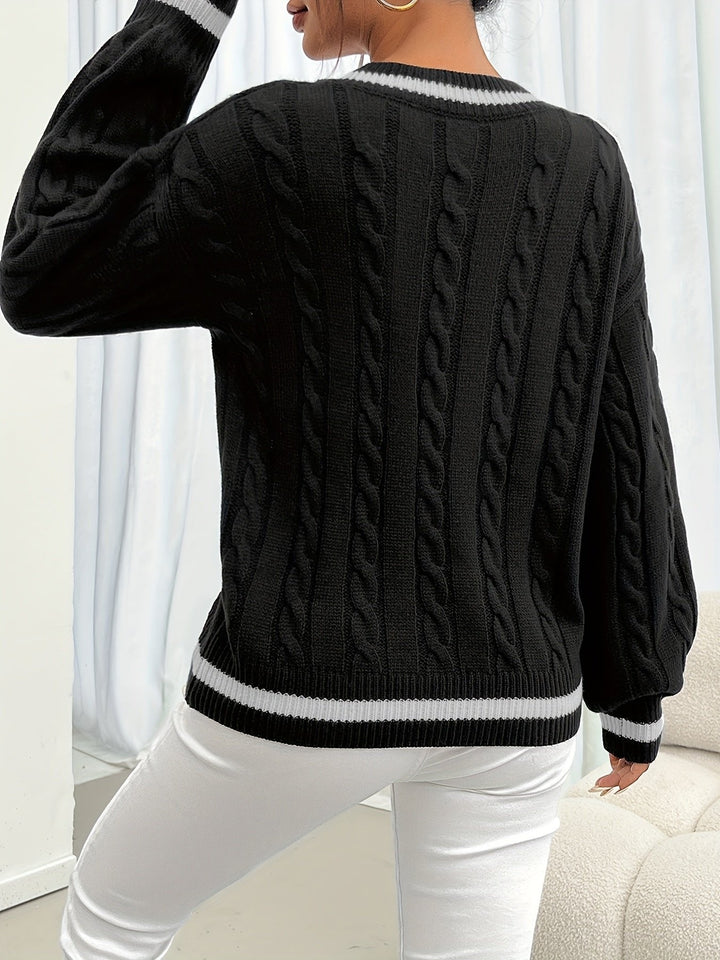 Camryn | Kabelstrick V-Ausschnitt Pullover – Zeitloser Stil