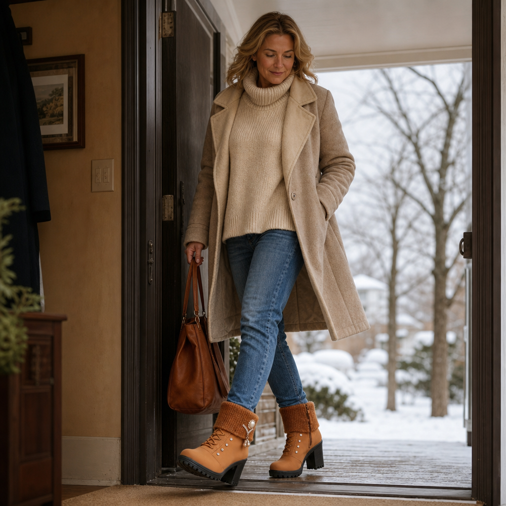 Wearbella | Gefütterte Blockabsatz Stiefel mit Strass
