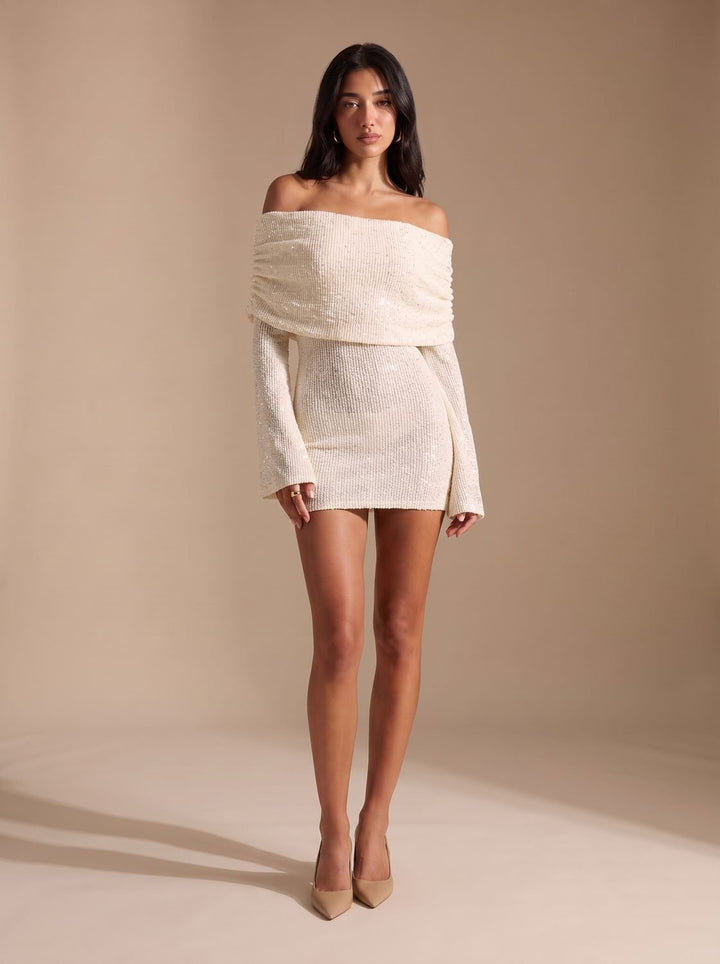 Aria | Bodycon Mini Dress mit Pailletten Off-Shoulder