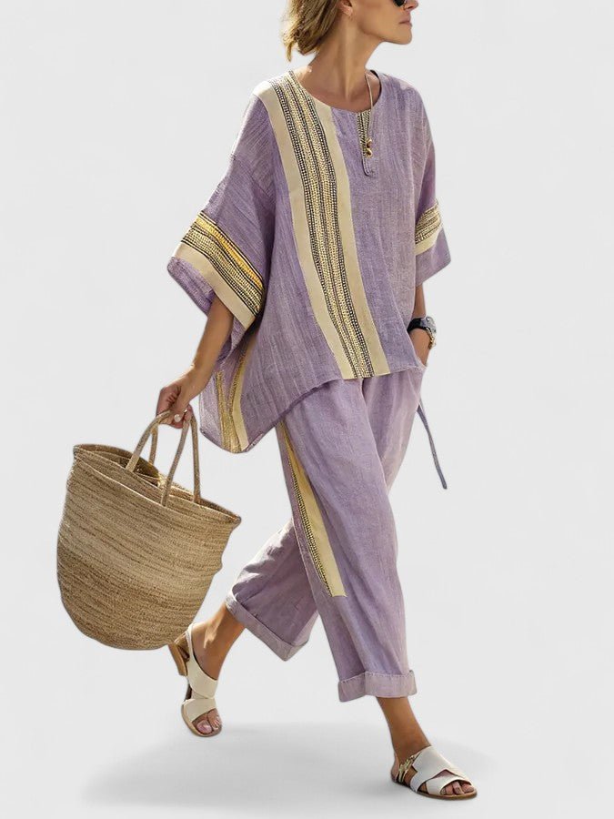 Johanna | Damen Leinen-Mix Zweiteiler Set – Oversized Style für jeden Anlass