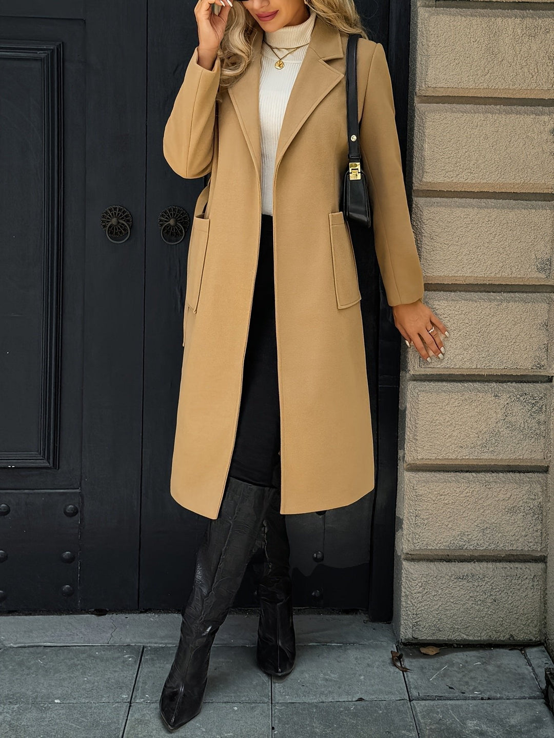 Evangeline | Long Coat – Timeless Belted Style for Women