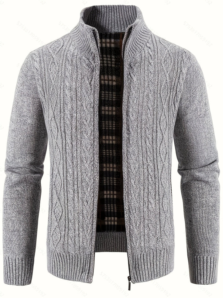 Walter | Full-Zip Cardigan – Textured Design for Men