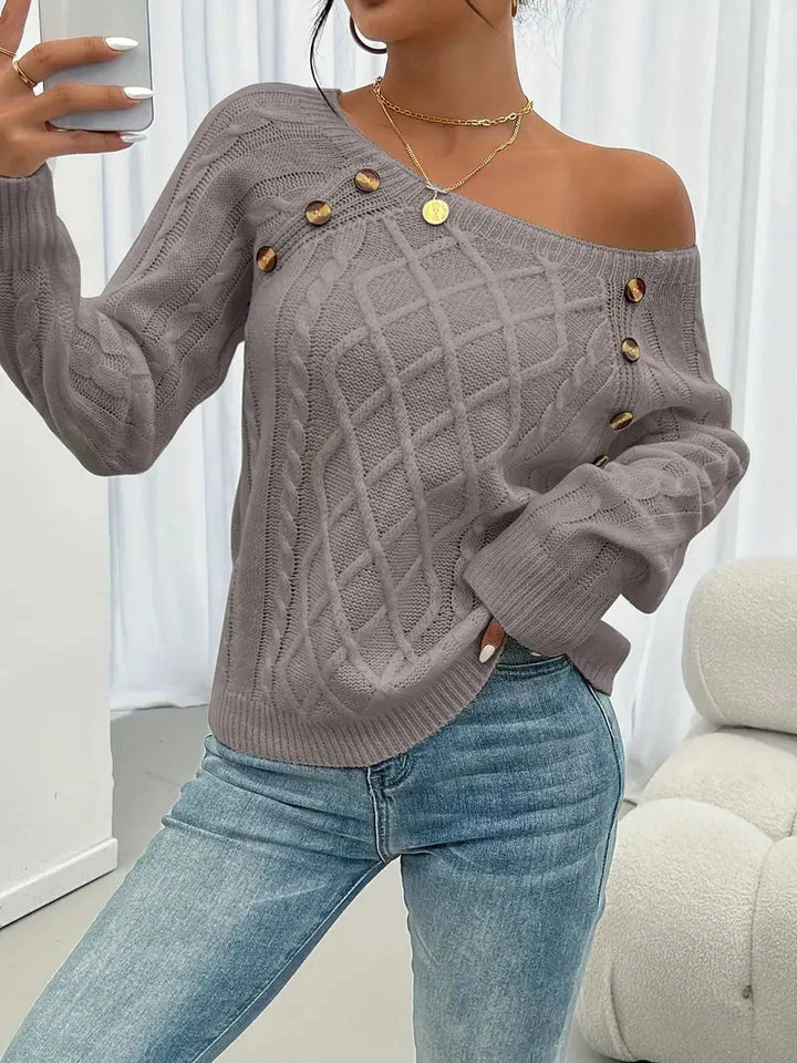 Lina | Langärmeliger Pullover mit Zopfmuster für Damen