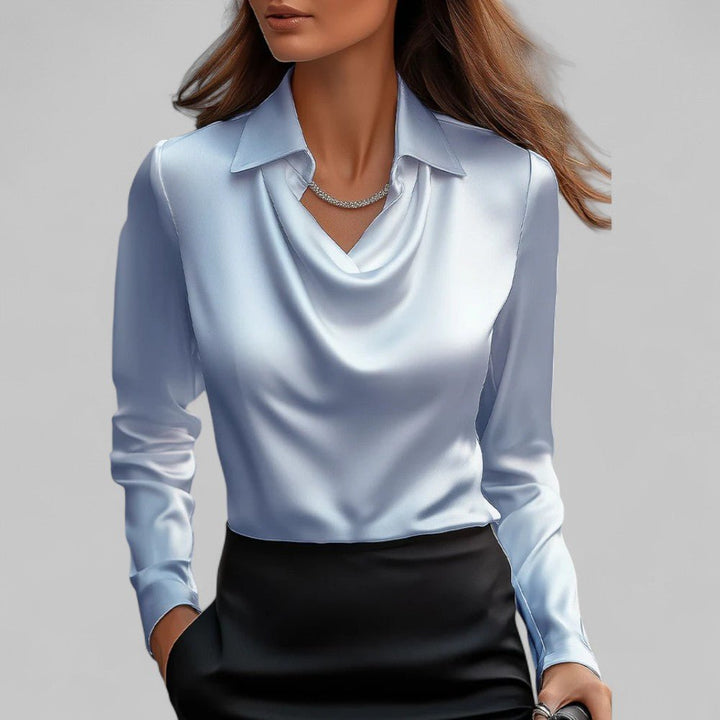 Andrea | Drapierte Bluse aus Satin – Elegantes Design