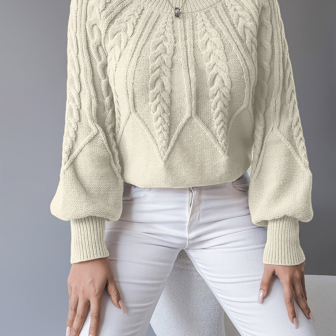 Sabine | Cable-Knit Sweater für Frauen mit Lantern Sleeves