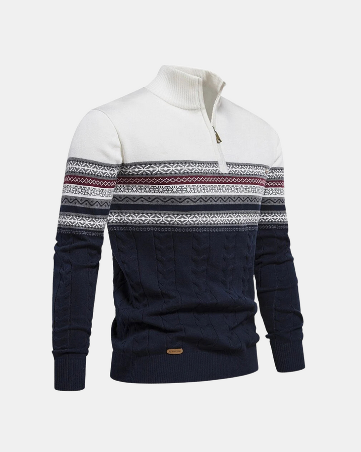 Givalli | Baumwoll Zip-Pullover mit Muster