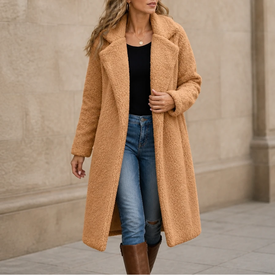 Veloura | Long Teddy Coat – Gemütlicher Stil für Frauen