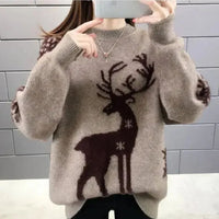 Daniela | Festlicher Strick Weihnachtspullover mit Rentiermotiv