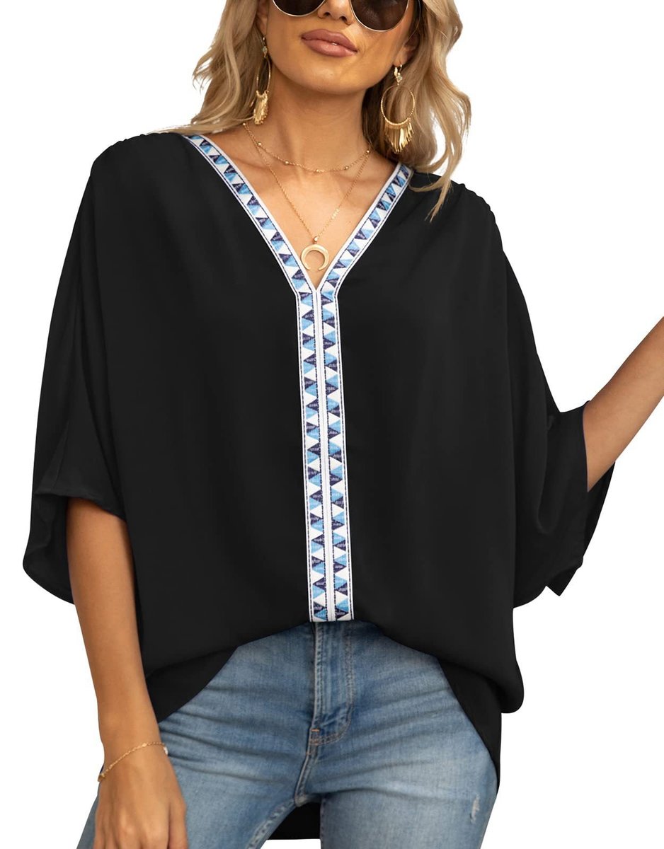 Marlene | Modern Boho Tunic with Embroidered V-Neckline