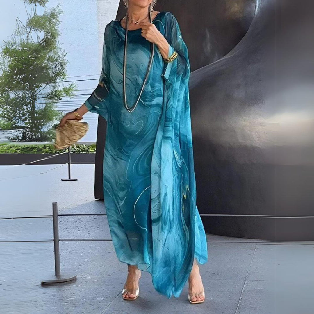 Lena | Elegant Long-Sleeve Maxi Dress with a Flowing Silhouette