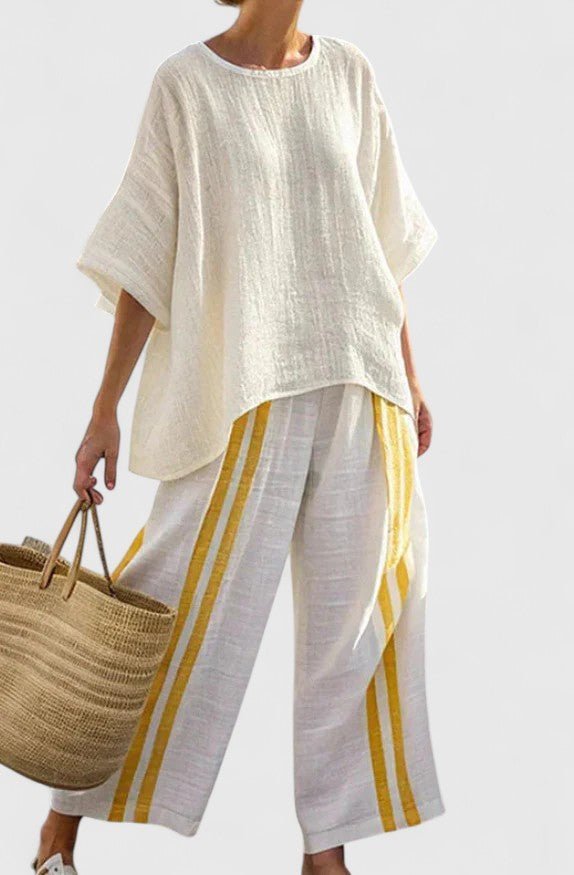 Johanna | Damen Leinen-Mix Zweiteiler Set – Oversized Style für jeden Anlass