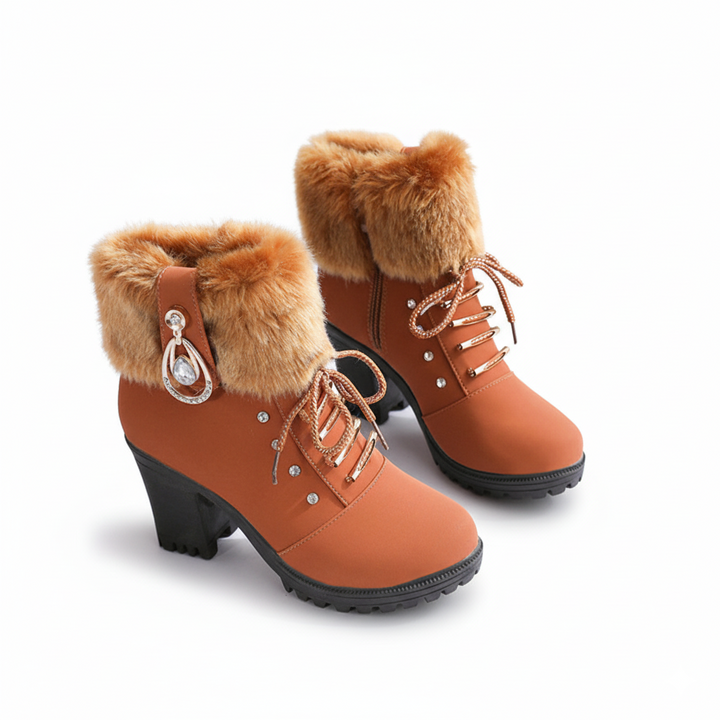 Velurea | Winter Boots – Elegante Fleece mit Blockabsatz für Damen