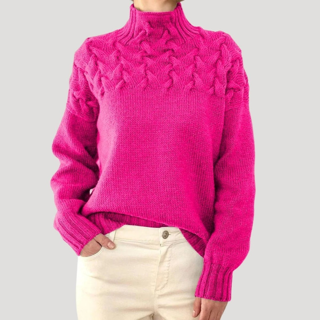 Sophia | Zopfmuster Rollkragen Strickpullover für Damen