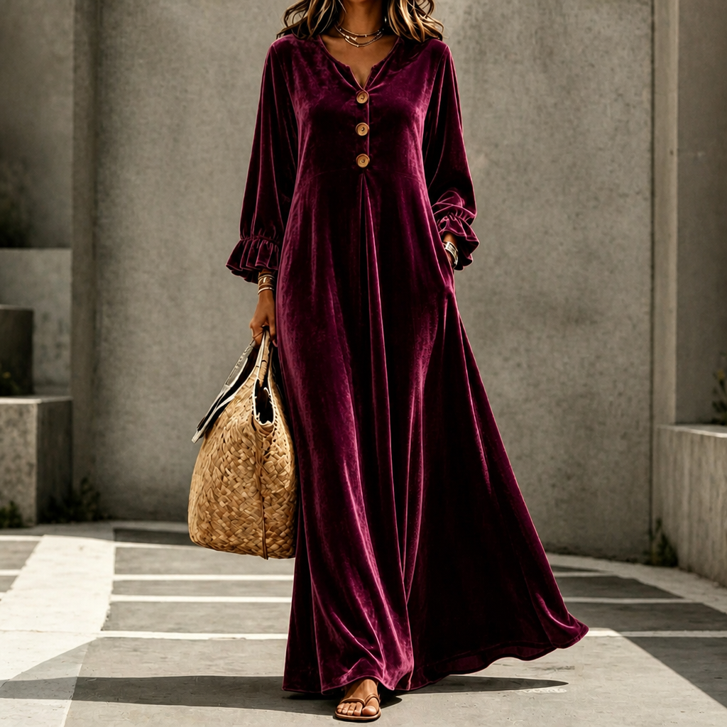 Veloura | Ruffled Sleeve Maxi Dress – Elegantes Design für Frauen