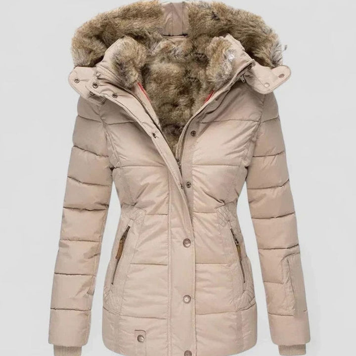 Marlene | Gefütterte Winterjacke mit Kunstfell-Kapuze für Damen