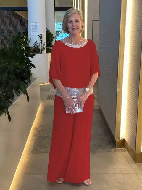 Katrin | Elegant, Flowing Two-Piece Set with Wide-Leg Trousers