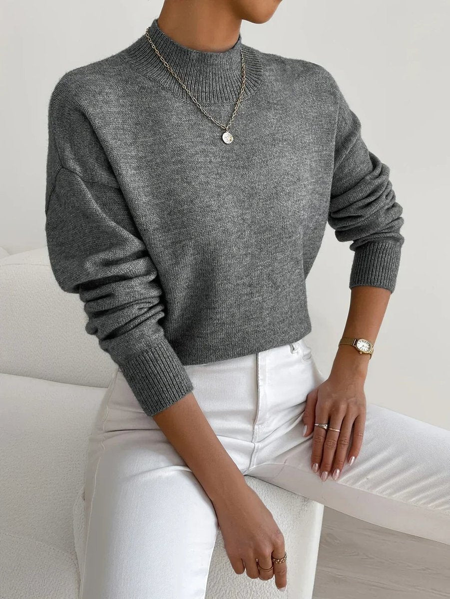 Elisabeth | Relaxed-Fit Langarm Sweater mit Stehkragen für Damen