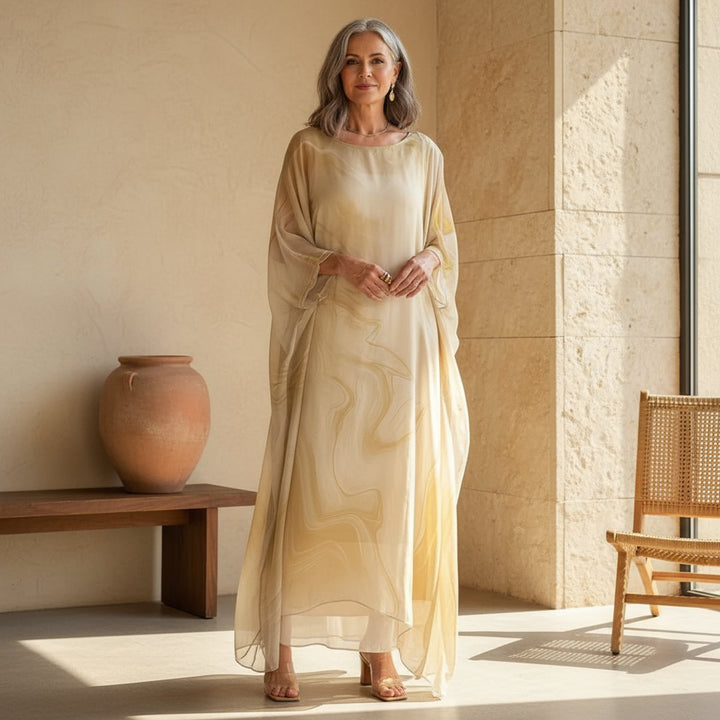 Lena | Elegant Long-Sleeve Maxi Dress with a Flowing Silhouette