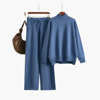 Marlene | Kuscheliges Rollkragen Strick Set Mit Weiter Hose