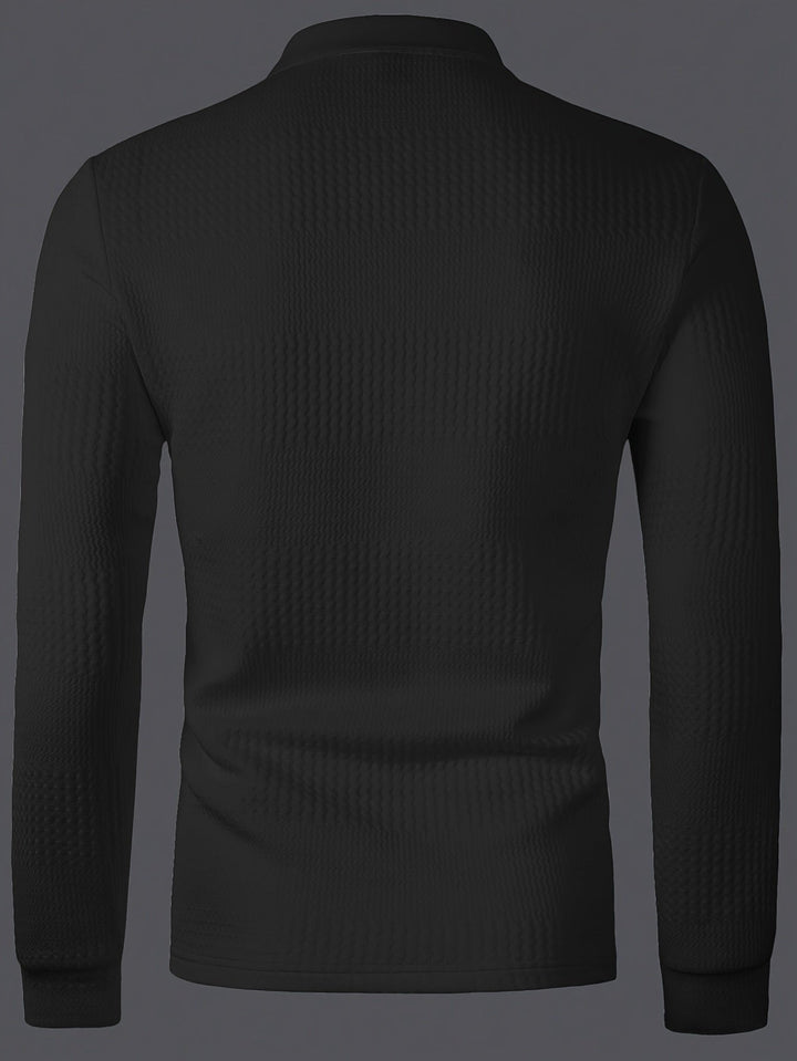 Fletcher | Langarm-Polohemd mit strukturiertem Design