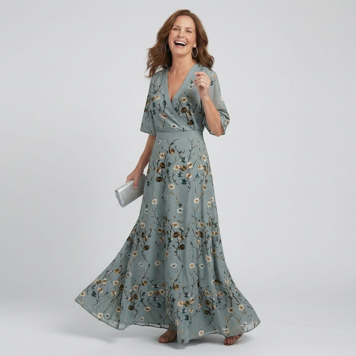 Selora | Halter Bloom Flow Maxi Dress – Feminine Midi-Style