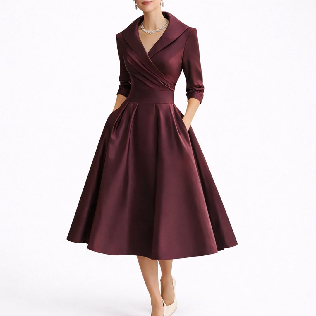 Nadine | Fall Wedding Dress with an A-Line Cut, V-Neckline, and Pockets