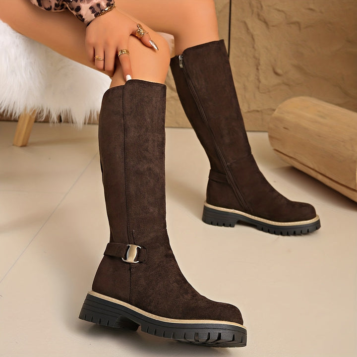 Sable | Moderne kniehohe Stiefel mit Blockabsatz und Profilsohle