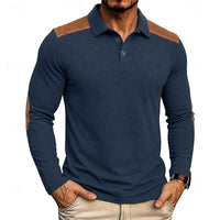 Julian | Strukturiertes Langarm-Polo Shirt im Farbblock-Stil