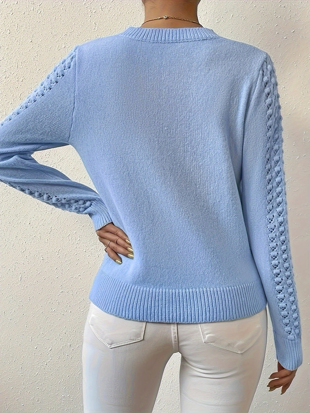 Aveline | Rundhals Pullover mit Pointelle-Strickmuster